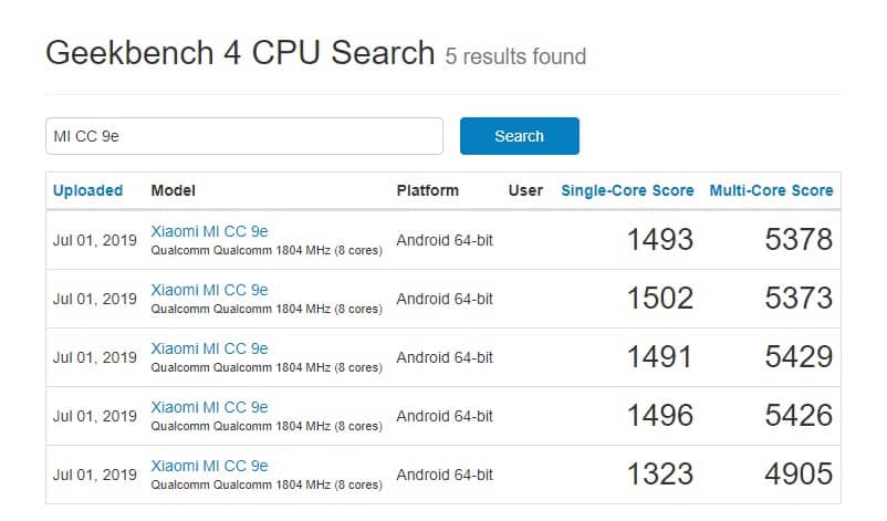 Xiaomi CC9e aparece
