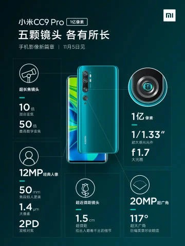Xiaomi Mi Note 10: todos