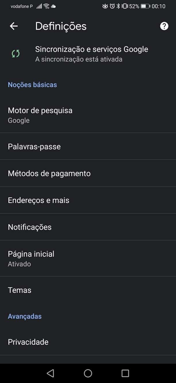 Google Chrome Android, Chrome passwords escondidas