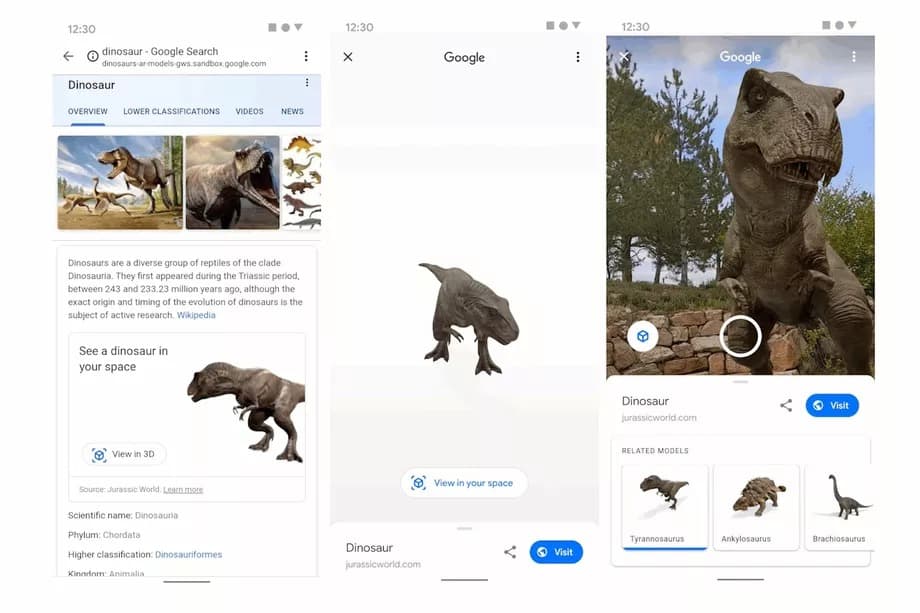 Busca do Google traz dinossauros de Jurassic World em realidade