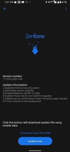 update para o Zenfone 6