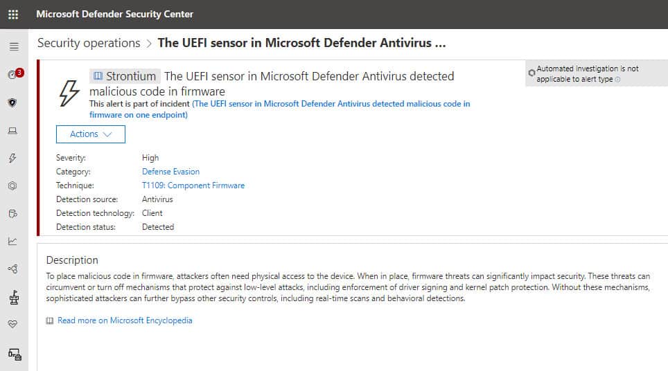 Microsoft defender, uefi, bios