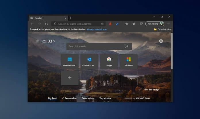 Microsoft Edge 87, versão desktop do edge