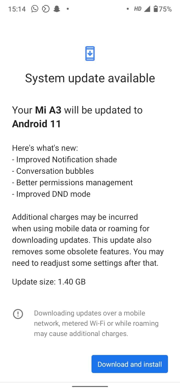 Alerta Xiaomi Mi A3