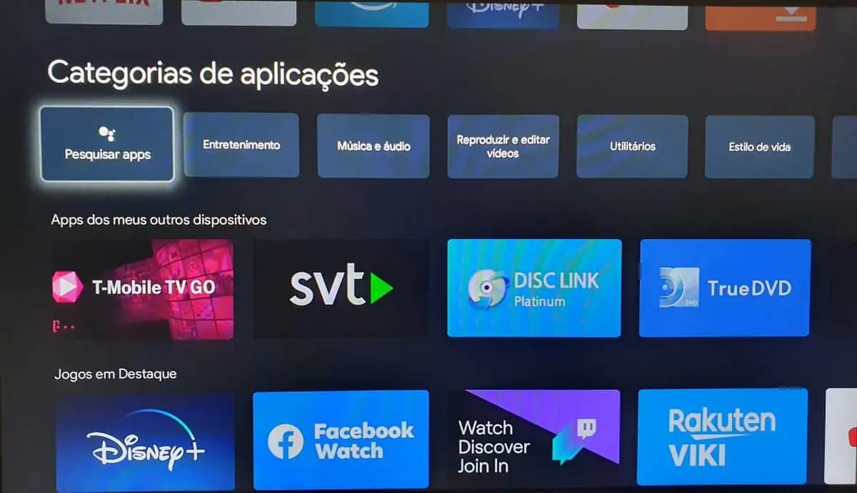 Google TV-pesquisar apps