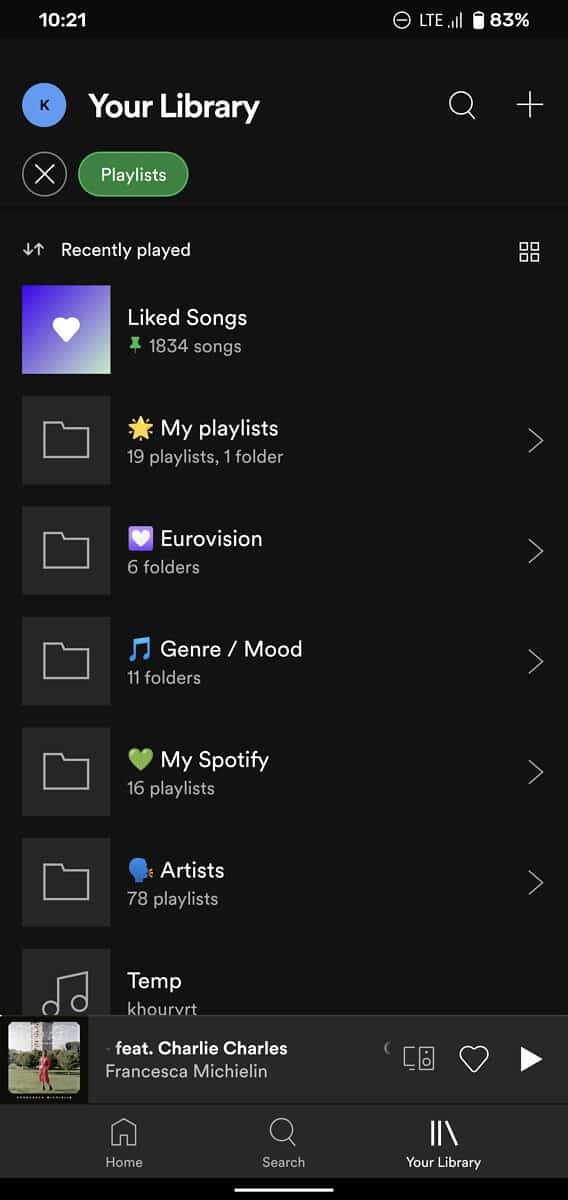 Spotify interface