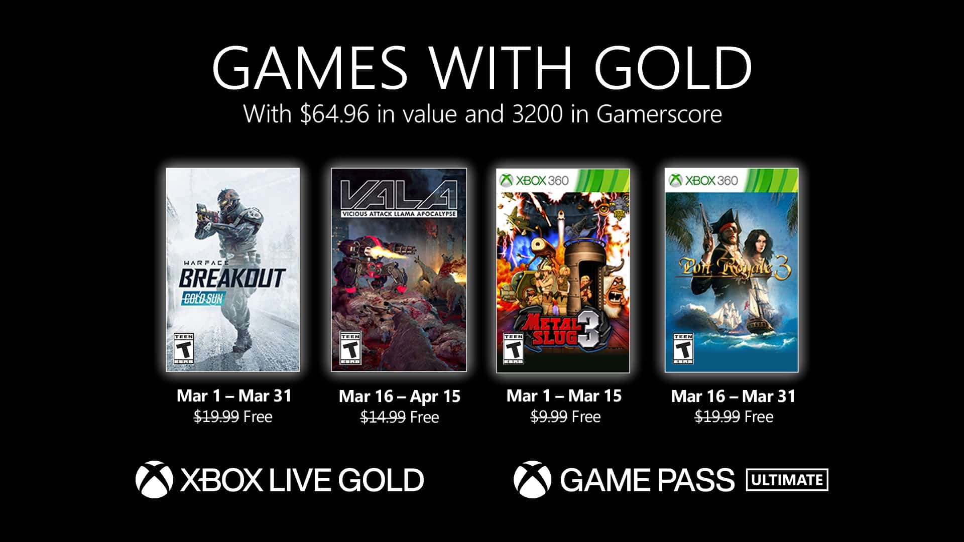 Games With Gold: Revelados os Games de Fevereiro