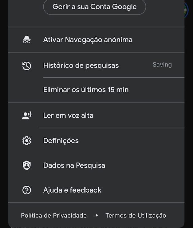 Google minutos, histórico do Chrome