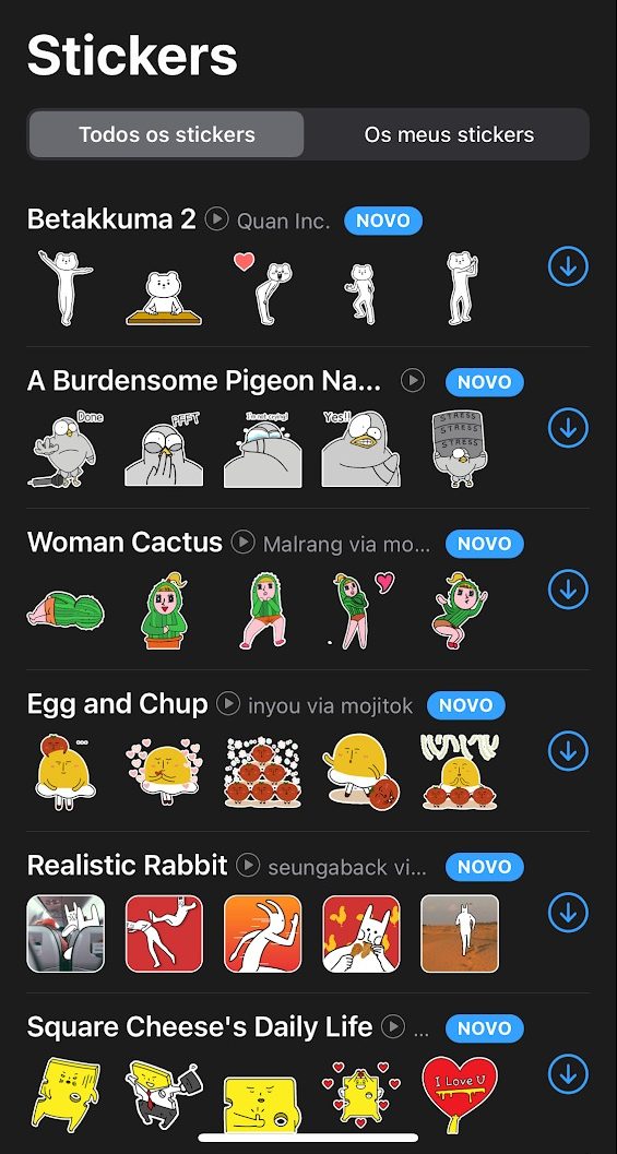 WhatsApp novos stickers