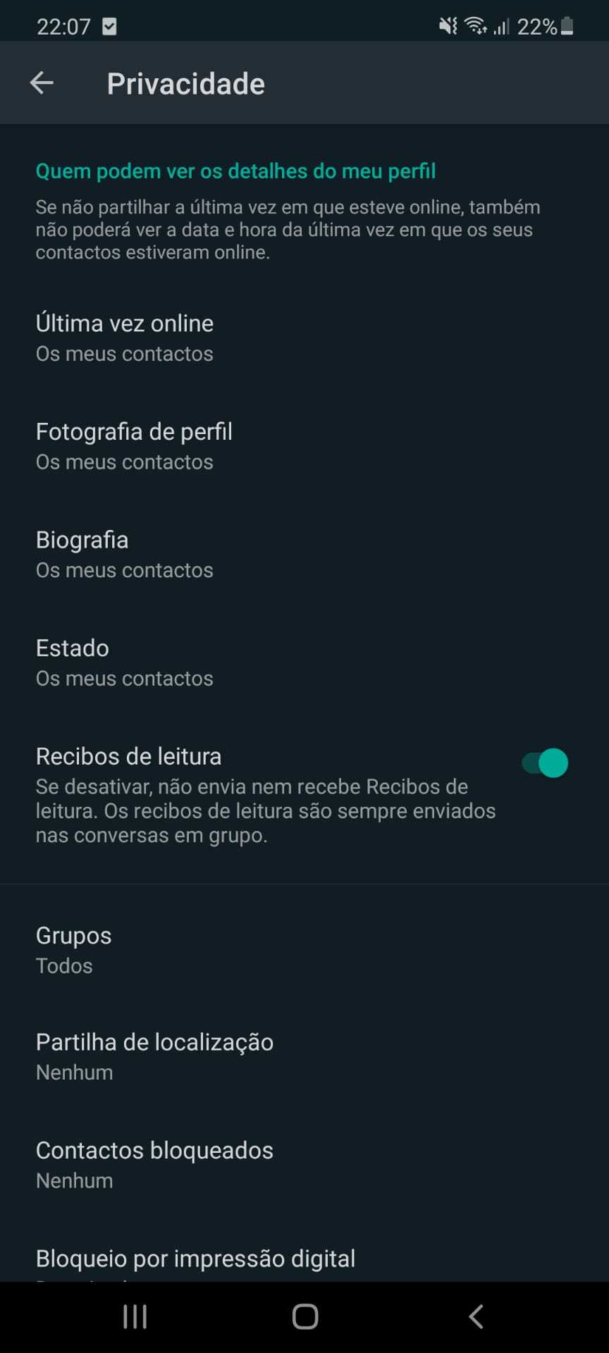 WhatsApp segurança conta