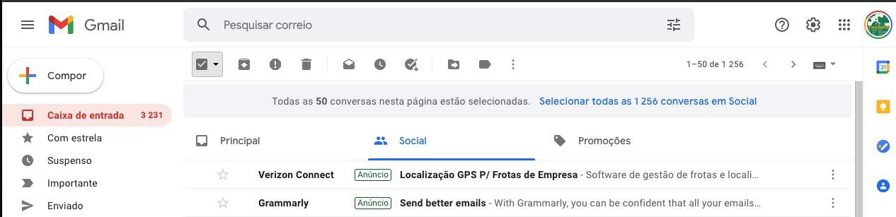 Gmail espaço conta