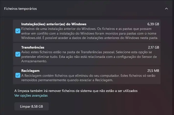 limpiar archivos temporales de Windows, espacio de Windows 11, espacio de disco de Windows 11