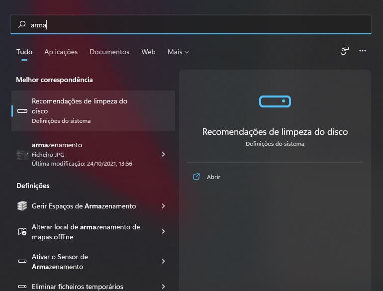 Windows 11 espaço PC