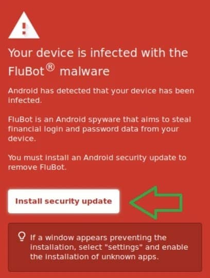 Android atualizar o smartphone, Android SMS Falsa
