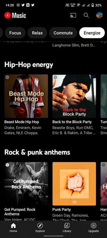 YouTube Music energia