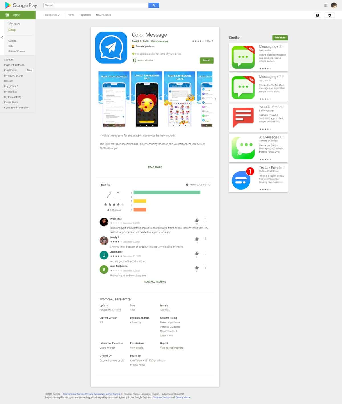Color Message, alerta android sms
