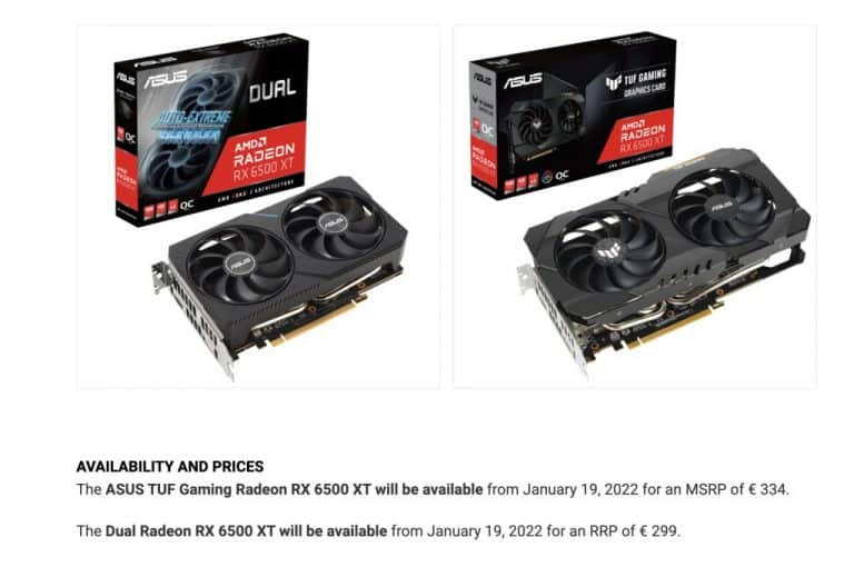 AMD Radeon RX 6500 XT a 199€? Ahah! A ASUS diz 299€