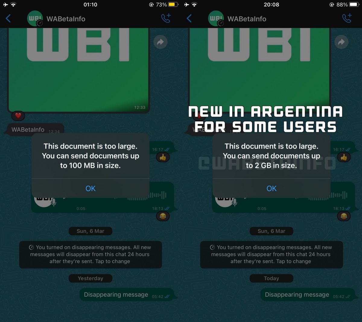 WhatsApp partilha de ficheiros