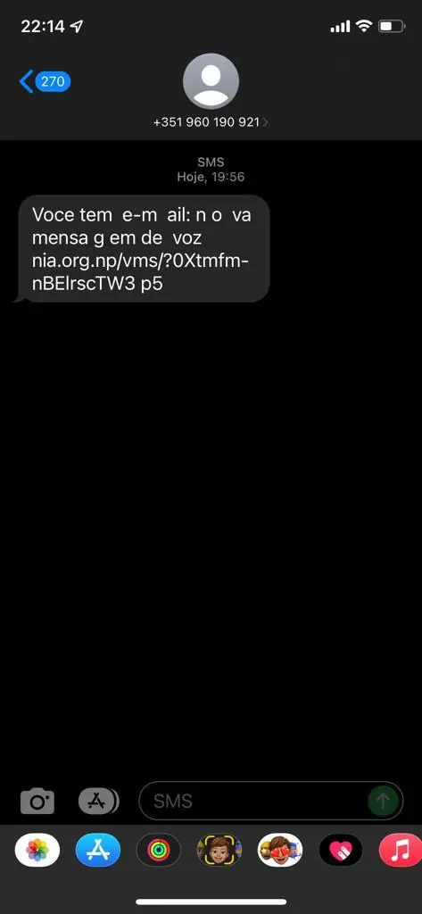 SMS misteriosa, sms com vírus