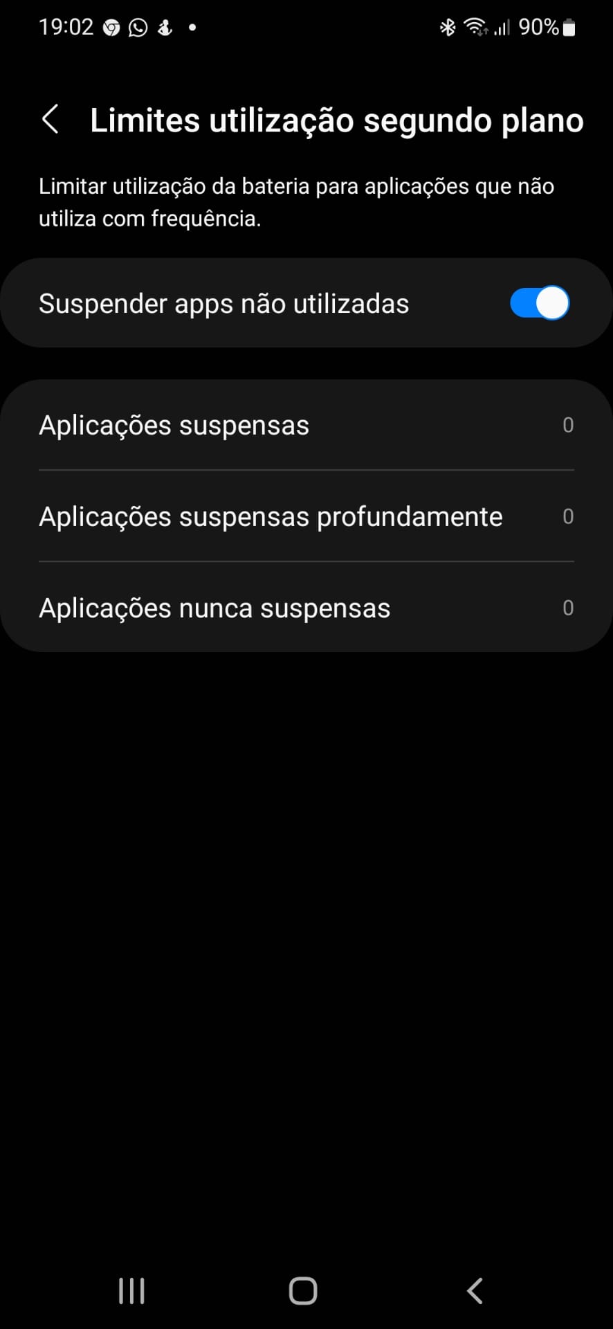 Smartphone Samsung suspender aplicações