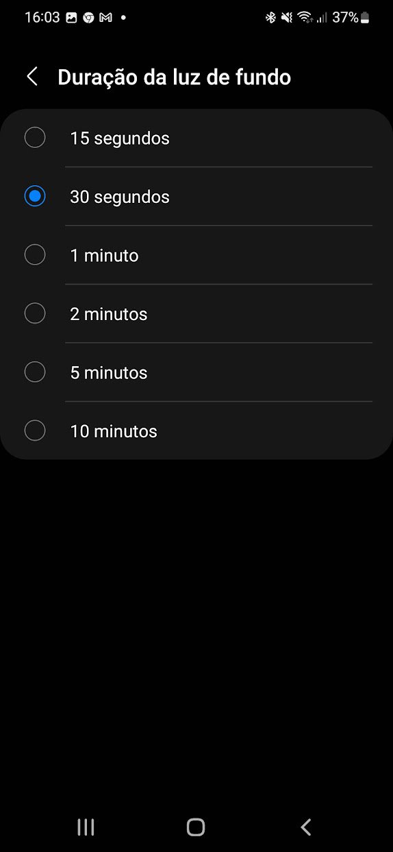 Android definições do ecrã