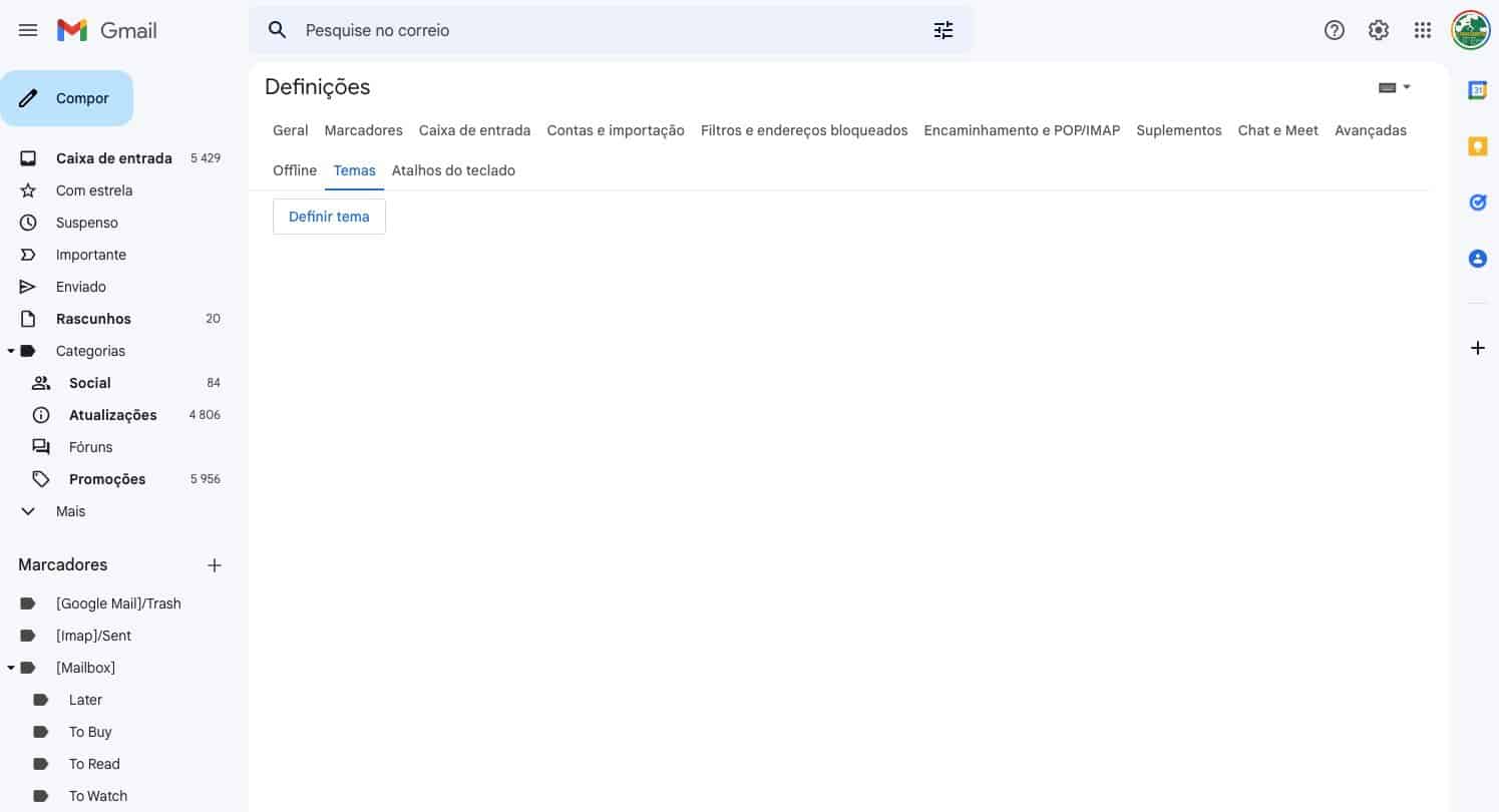 Gmail modo escuro PC