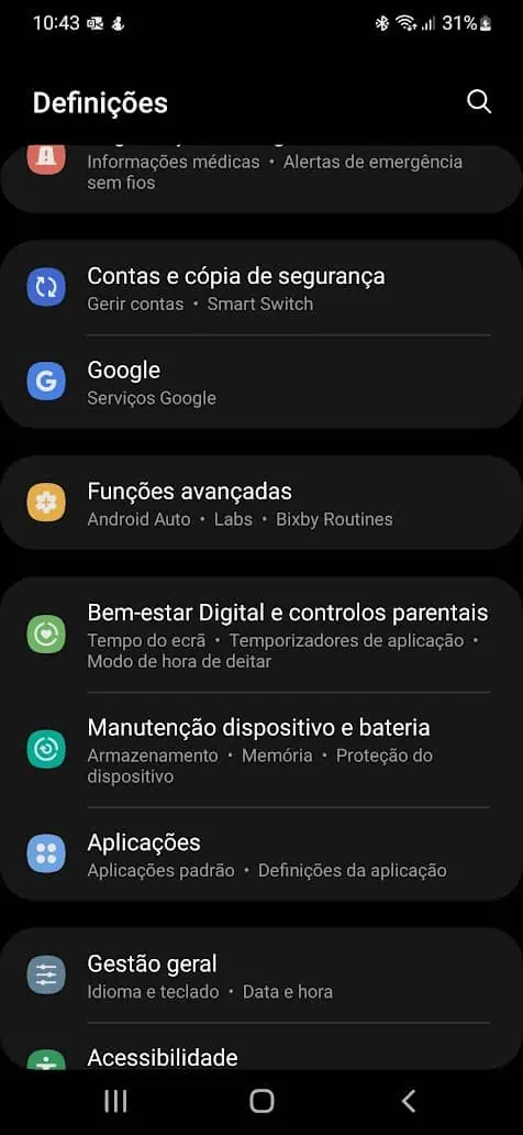 Samsung apps mais utilizadas