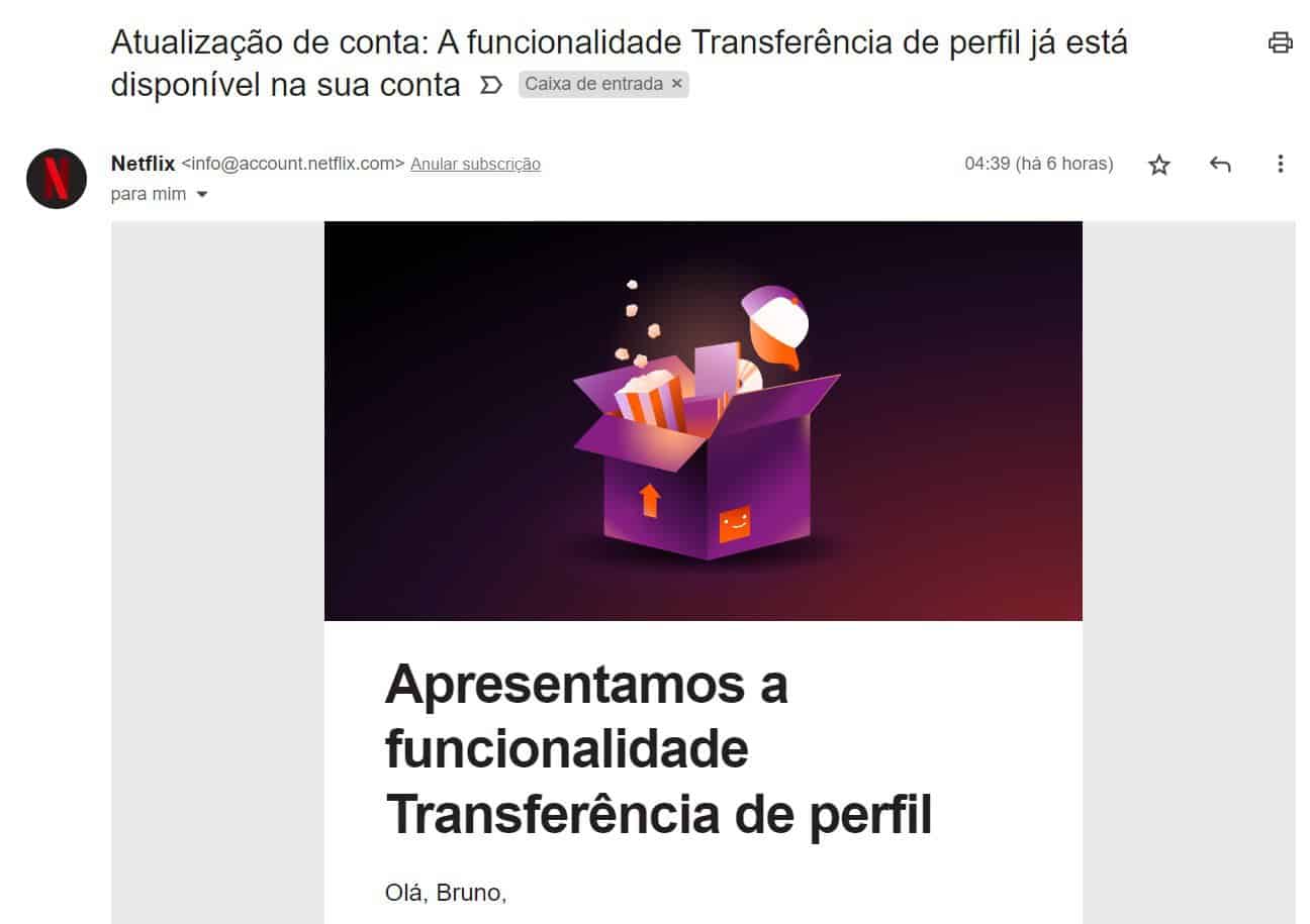 Como transferir o perfil da Netflix para uma nova conta?