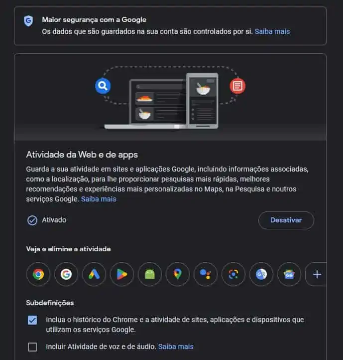 alterações no Google
