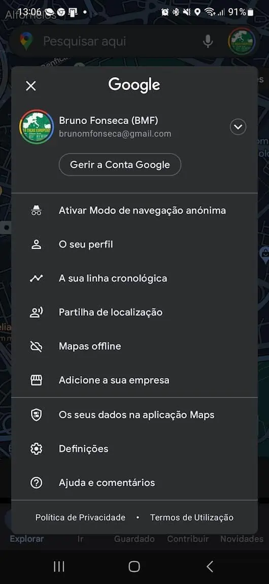 Google Maps não saia