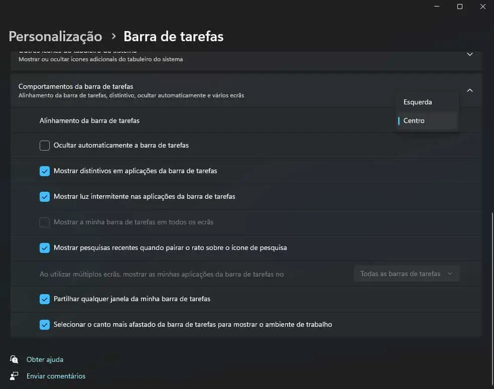 Windows 11 barra de tarefas