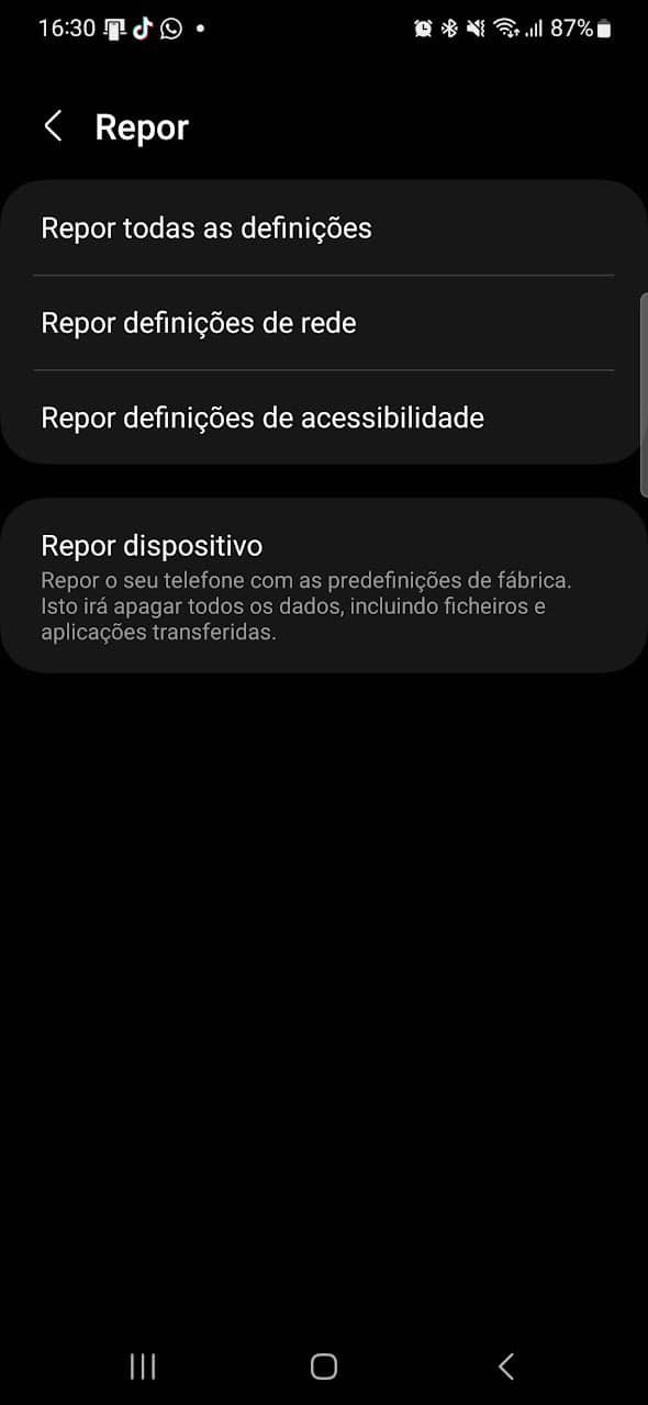 Android repor dispositivo
