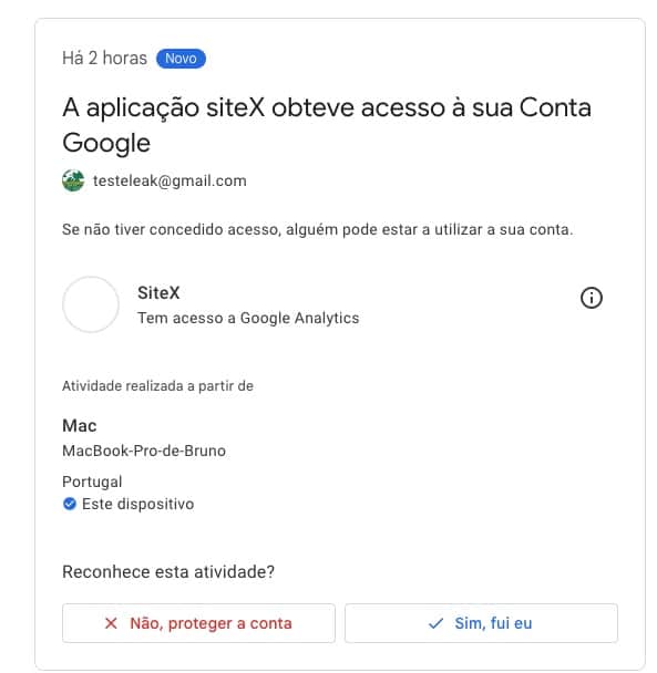mensagem da Google