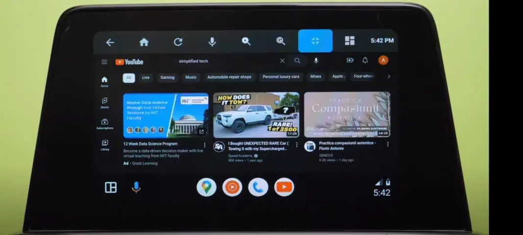 YouTube, Android Auto