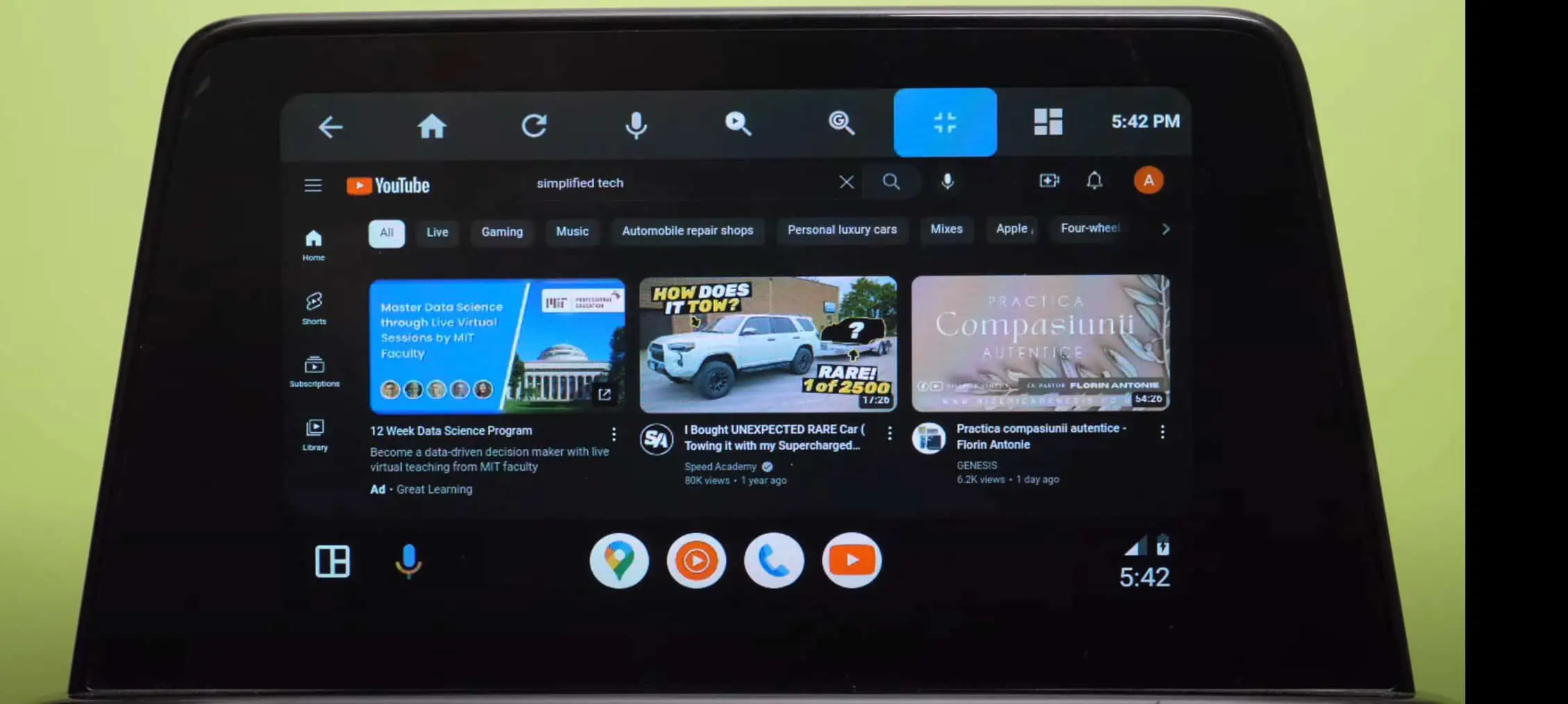YouTube, Android Auto