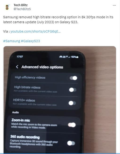 Galaxy S23 gravação 8k