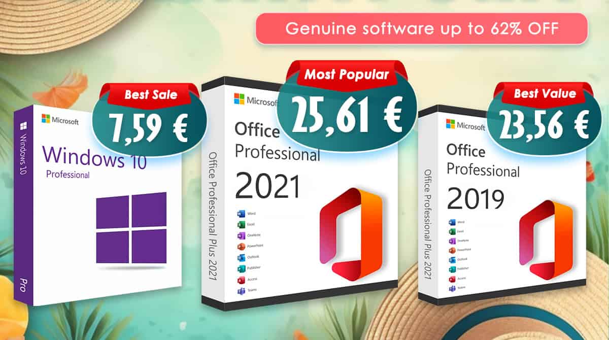 Office e Windows: 62% de desconto na venda de verão Godeal24!