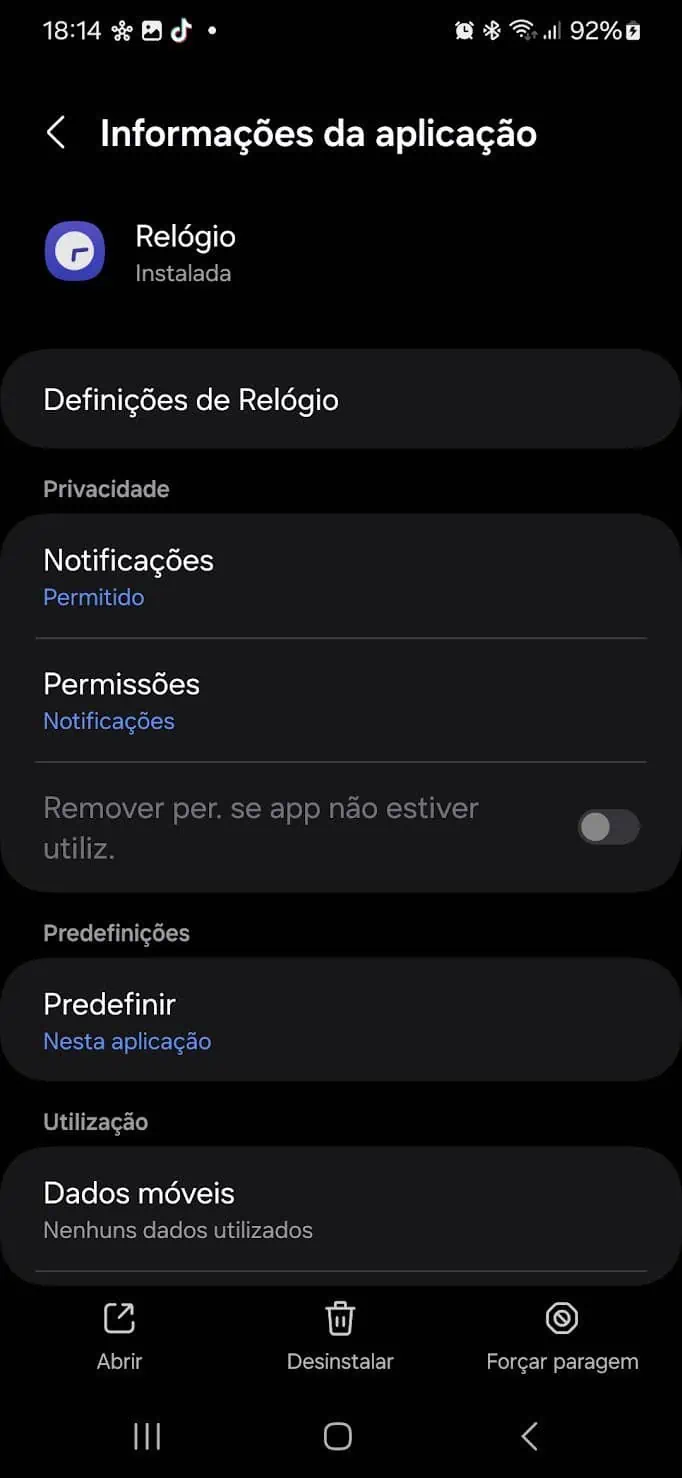 alarme do smartphone Android