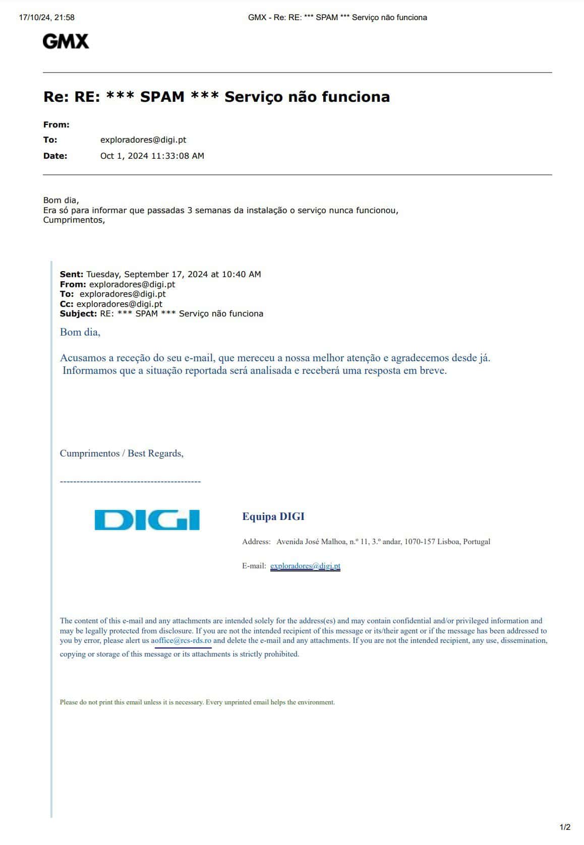 digi: temos a primeira reclamação. nem tudo é bom! digi: temos a primeira reclamação. nem tudo é bom!