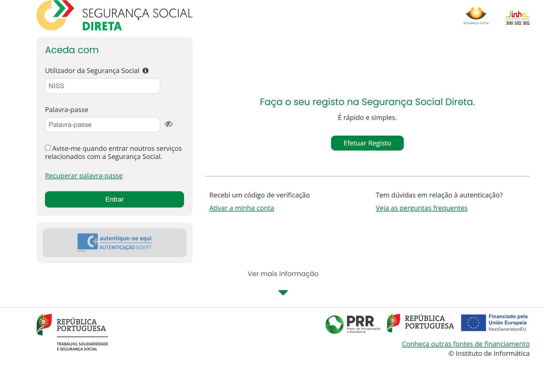 atenção: faça esta verificação na segurança social direta!