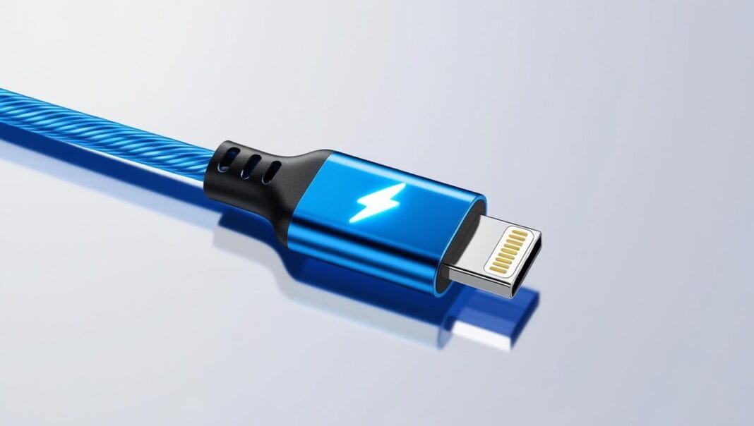 o que significa um cabo usb-c com o símbolo de um raio?