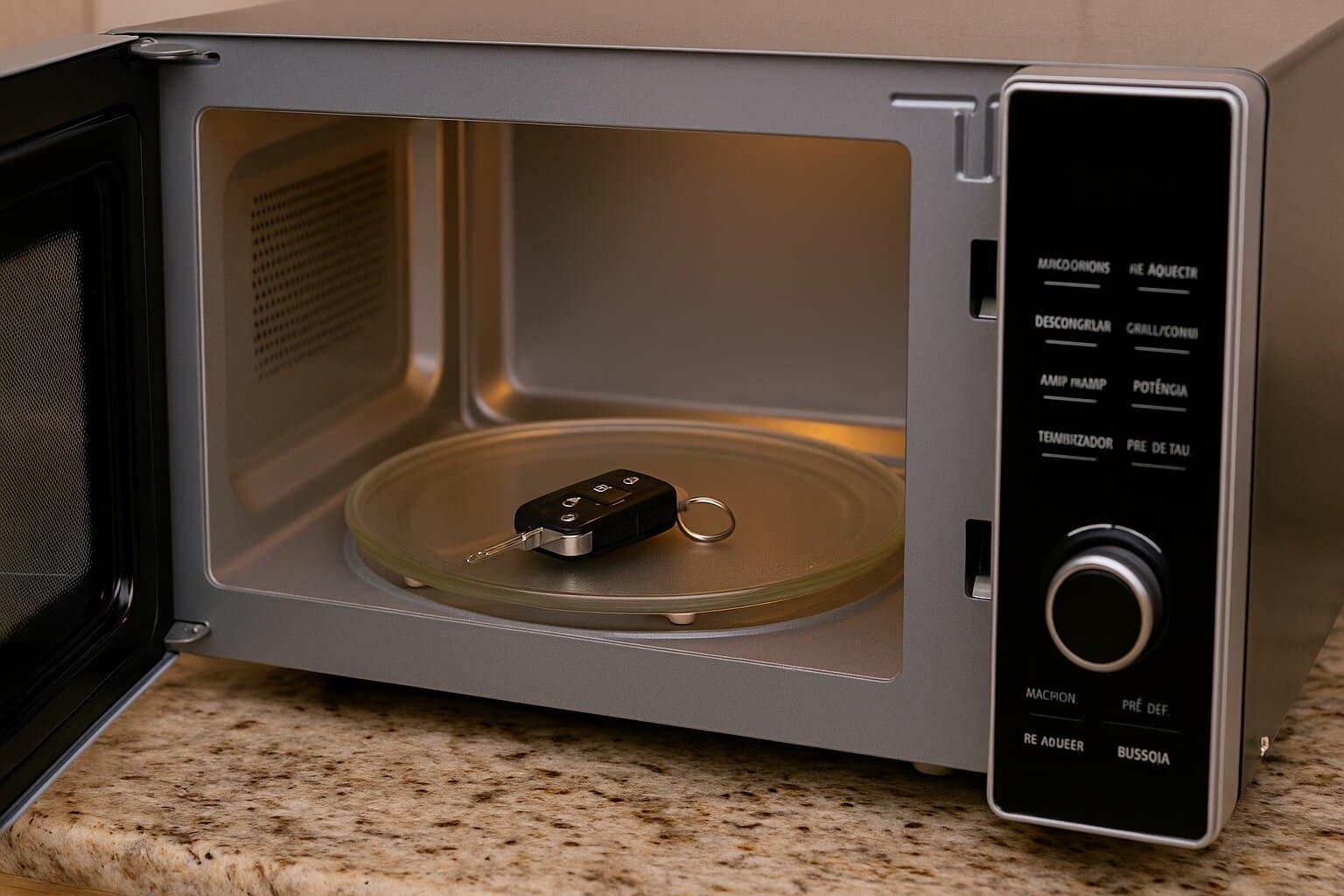 Guardar chaves do carro no micro-ondas