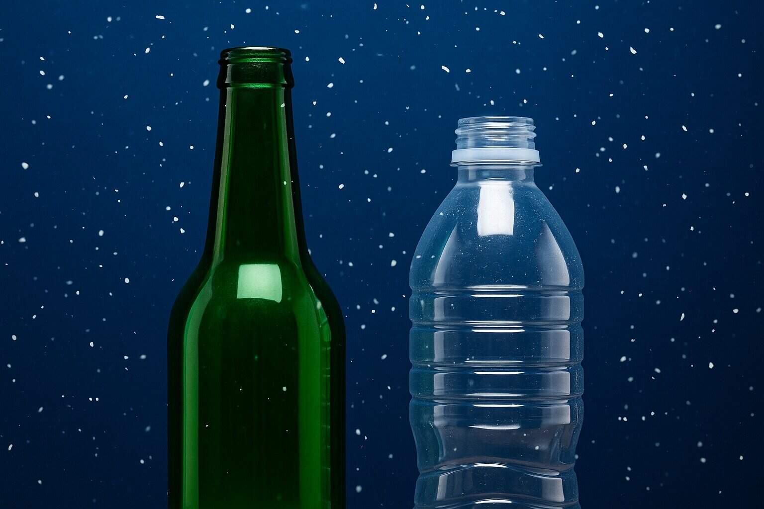 Garrafas de vidro ou plástico