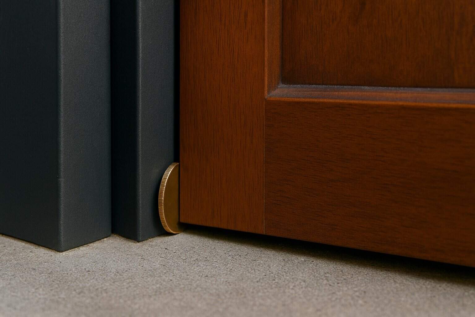 A close up of a door with a wooden handle.