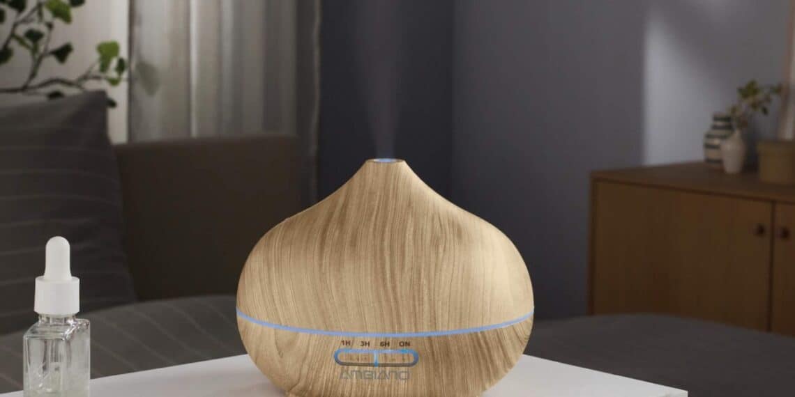 Difusor de aromas no Aldi com design elegante e tecnologia avançada para bem-estar e relaxamento.