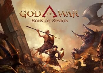 Luta épica em God of War: Sons of Sparta com Kratos enfrentando inimigos mitológicos.